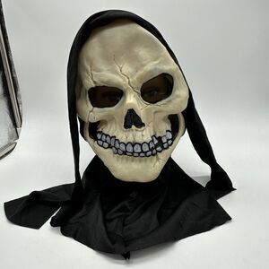 Skeleton Grim Reaper Skull Rubber Halloween Mask w Hood Creepy Easter Unlimited